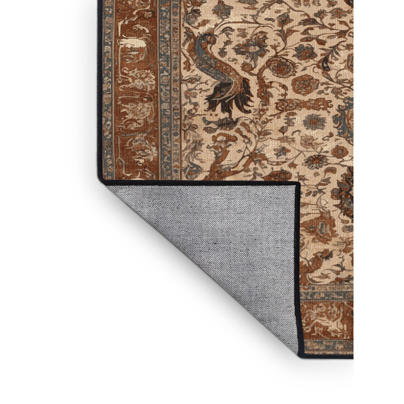 Tapis brun lavable à la machine, Rond 6 pi