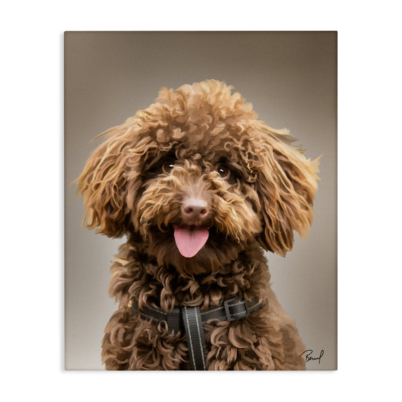 «Fluffy Toy Poodle Portrait», art mural par Renel Peters, H 20 po x l 16 po