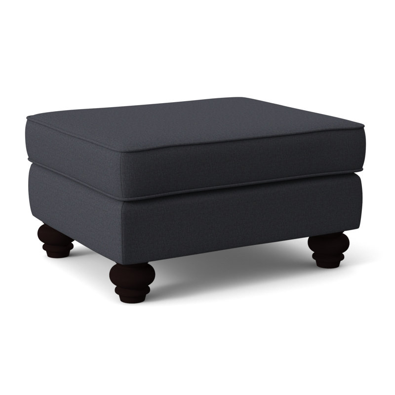 Lowell Upholstered Ottoman, Java Finish, Pearl Stripe, 0206-85