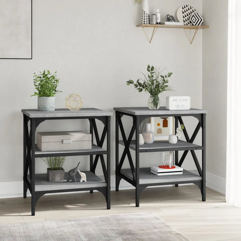 Dimitrios Side Table Set, Grey, Grey/Black