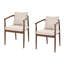 Ensemble de 2 chaises de salle à manger modernes du milieu du siècle avec accoudoirs incurvés, structure en fer noyer et revêtement en tissu beige