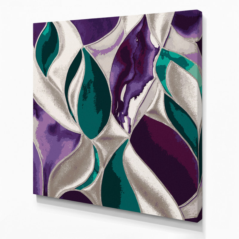 Abstrait aquarelle 37, art mural sur toile mauve, H 12 po x l 12 po