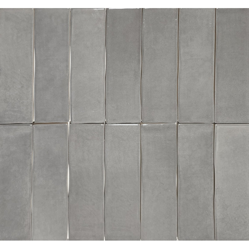 Carreau de métro fabriqué à la main gris foncé 3 po x 12 po, Gris foncé, 3 po x 12 po
