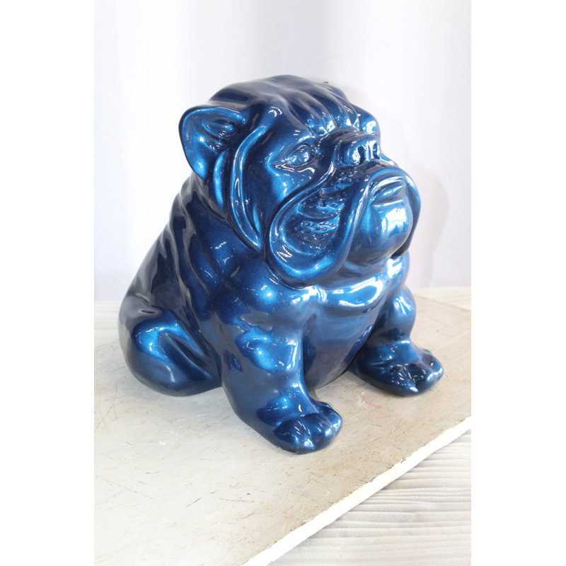 Collection Nifao Un charmant bouledogue en résine bleue, parfait pour les amoureux des chiens 19 po x 15 po x H 16 po