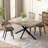 55.11'' -70.86"Retro Rectangular Stretch Dining Table, Grey Carole Top With Black Embossed Center Plate, Black Fine Sand Cross Iron Foot Base Dining Table, With Storage Box-751487764