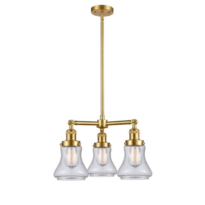 Lustre classique à 3 lumières Edda, Grainé, Or satiné, Ampoule DEL 6 watts Vinage