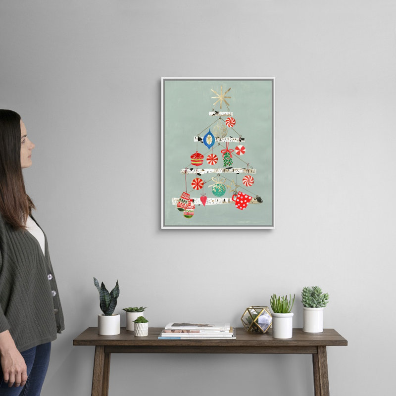 Bouleau suspendu-reproduction d’art sur toile, 26" H x 20" W x 1.75" D, Cadre blanc