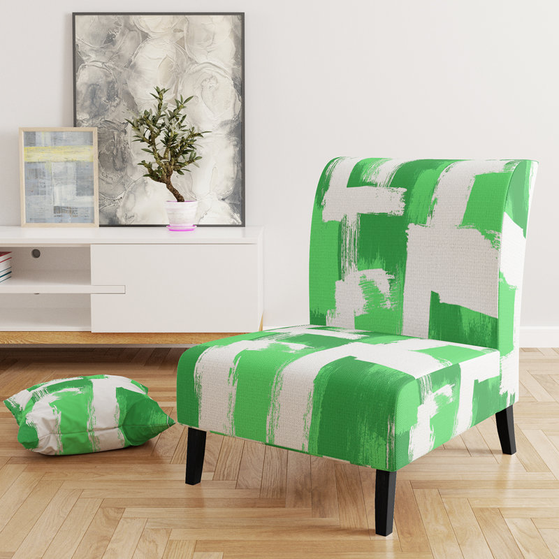 Crossing Paths II - Modern Upholstered Slipper Chair, Green/White