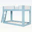 Lit simple superposé simple avec échelle réversible et garde-corps de sécurité, bleu et blanc, conception compacte et durable-2107785827