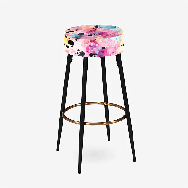 Aquarelle excentricité rose et bleu - ensemble de 2 tabourets de bar abstraits