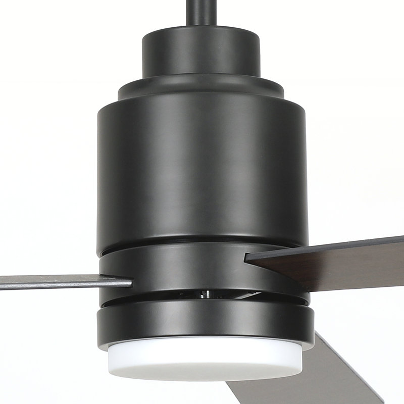 Ventilateur de plafond 52 po avec ensemble d'éclairage et télécommande inclus (ensemble de 2) Karlena, Noir, Bois espresso