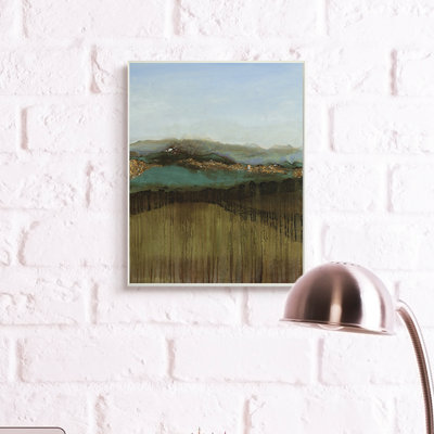Abstrait au loin, paysage de montagnes bleues par Ruth Fromstein - Peinture