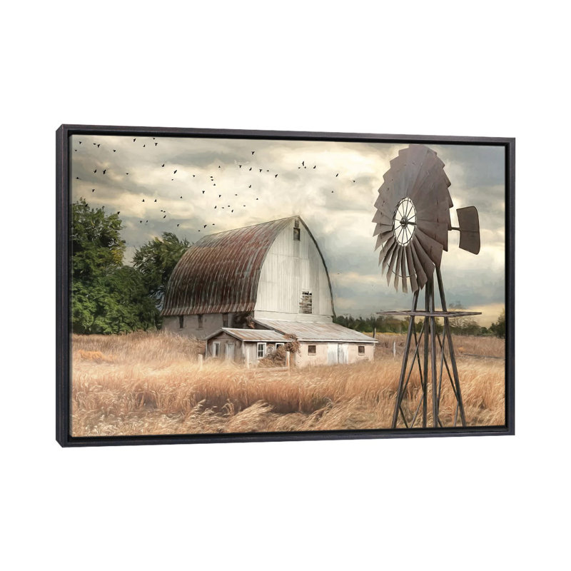 Henderson Bay Farm par Lori Deiter - reproduction de photo, H 26 po x l 40 po x P 1,5 po, Toile avec cadre noir patiné