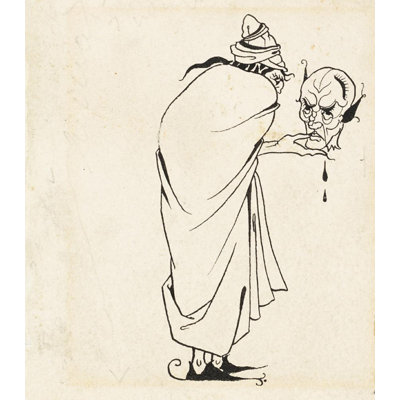 «Man with Skull» par Aubrey Vincent Beardsley - Art mural sur toile tendue avec châssis
