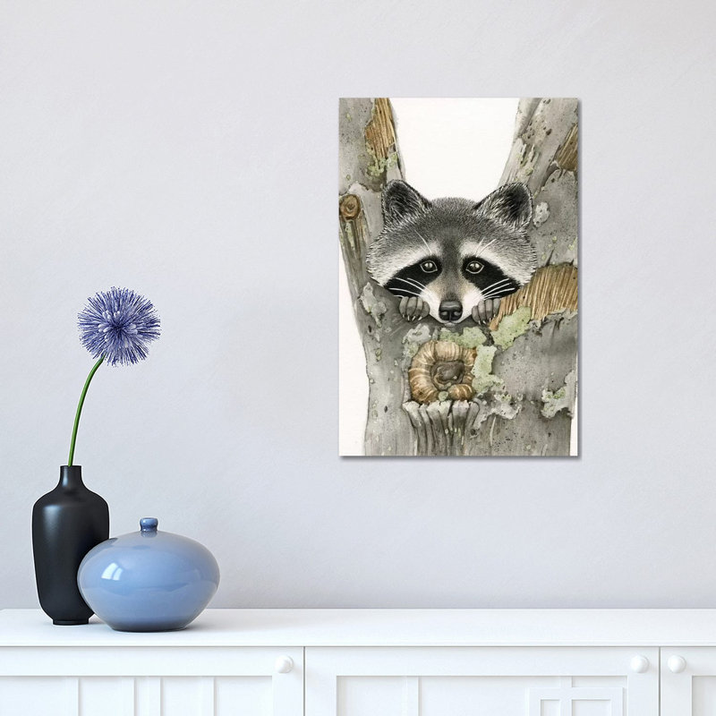 Raccoon by Tracy Lizotte - Painting on Canvas, 45.72cm H x 30.48cm W x 1.91cm D, Wrapped Canvas