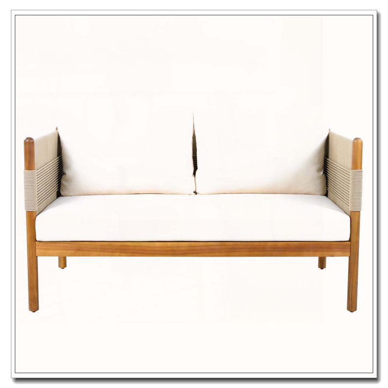 Canapé d'extérieur en bois d'acacia, Beige, crème, teck