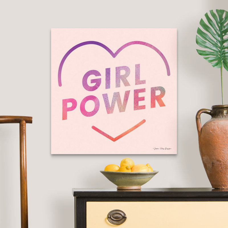 Art textuel sur toile, "Girl Power III" par Seven, H 24 po x l 24 po x P 1,25 po, Toile tendue