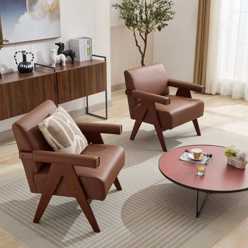 Faux Leather Armchair, Brown Faux Leather
