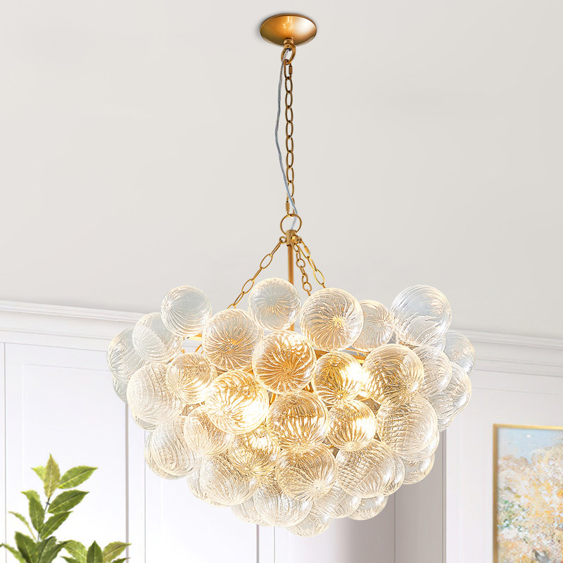 9-Light Modern Artistic Glass Bubble Chandelier, 50" H x 32" W x 32" D