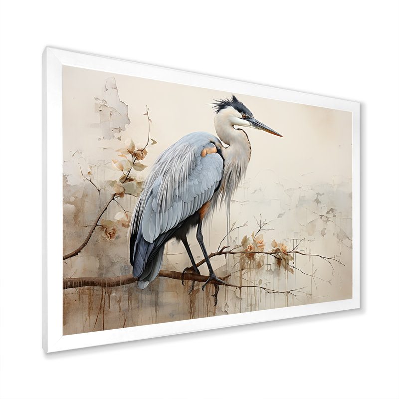 «Majestic Blue Heron Horizon III», reproduction sur toile, H 12 po x l 20 po x P 1 po, Cadre simple blanc