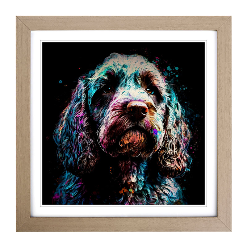 Cockapoo Expressionism - Framed Print, Oak