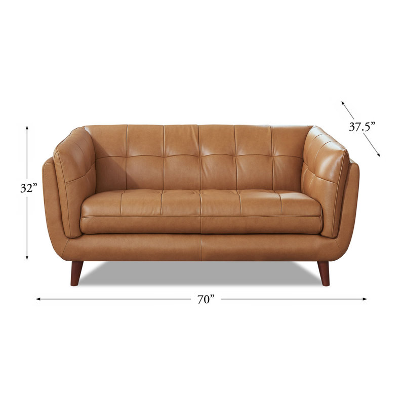 Rhyannon Top Grain Leather Loveseat, Rhyannon Bourbon Genuine Leather