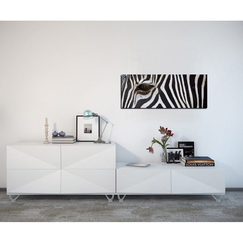 Oversized Black and White Zebra Glass Wall Art