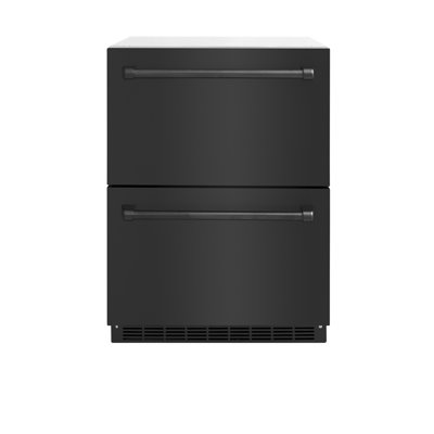 ZLINE Autograph Edition 24 in. Touchstone 168 Can Outdoor-Rated Dual Refrigerator Drawer with Doors and Handles
