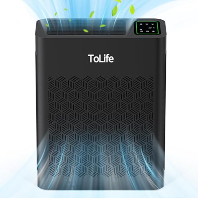 Tolife Air Purifiers For Home Large Room Up To 1095 Ft² With PM 2.5 Display Air Quality Sensor, Auto Mode, Timer, HEPA Air Purifier For Bedroom Filters Smoke, Pollen, Pet Dander, Allergies, Black