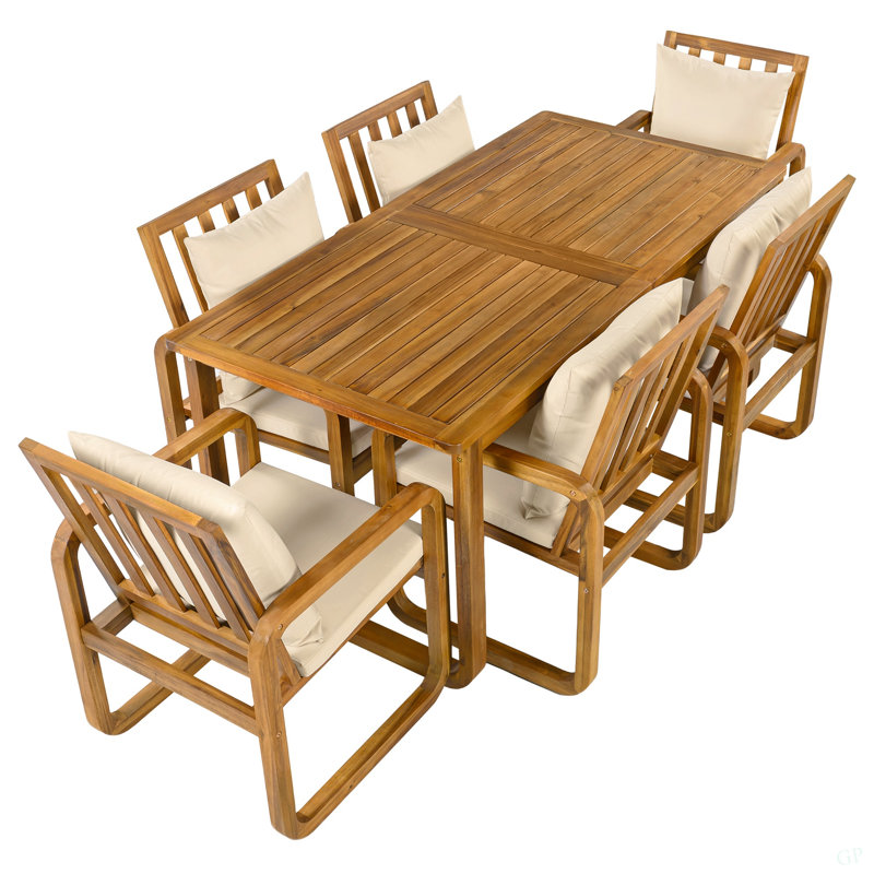 Ensemble de salle à manger de patio 7 pièces 7 pièces Ensemble de mobilier d'extérieur élégant avec coussins amovibles