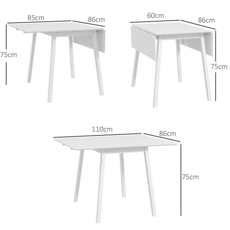 Olujimi 110cm Solid Wood Rectangular Folding Table, White