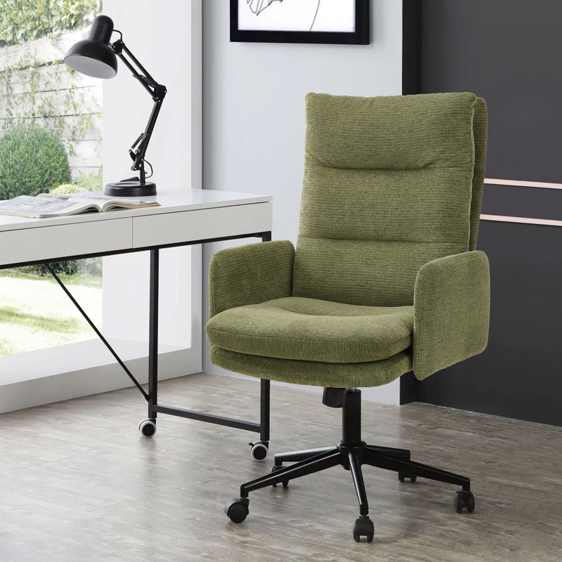 Latitude Run Alexxys Velvet Office Chair, Green Velvet