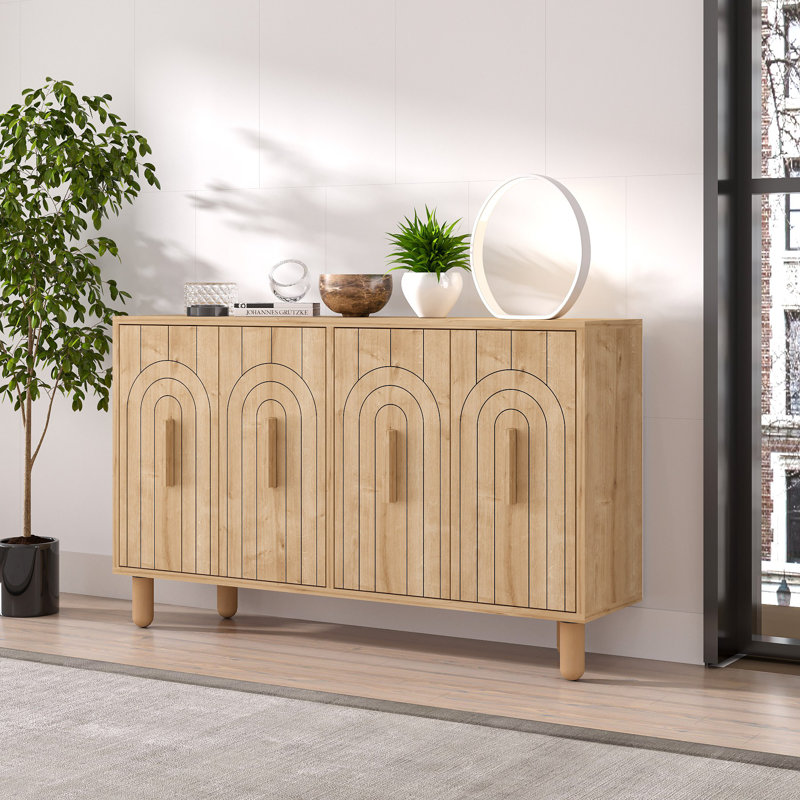 Console moderne, chêne saphir, 47,2 po x 29,0 po x 11,6 po | 100% panneau de particules enduit de mélamine, épaisseur: 0,7 pouce | Conception géométrique élégante, parfaite pour le vestibule, le salon et le couloir