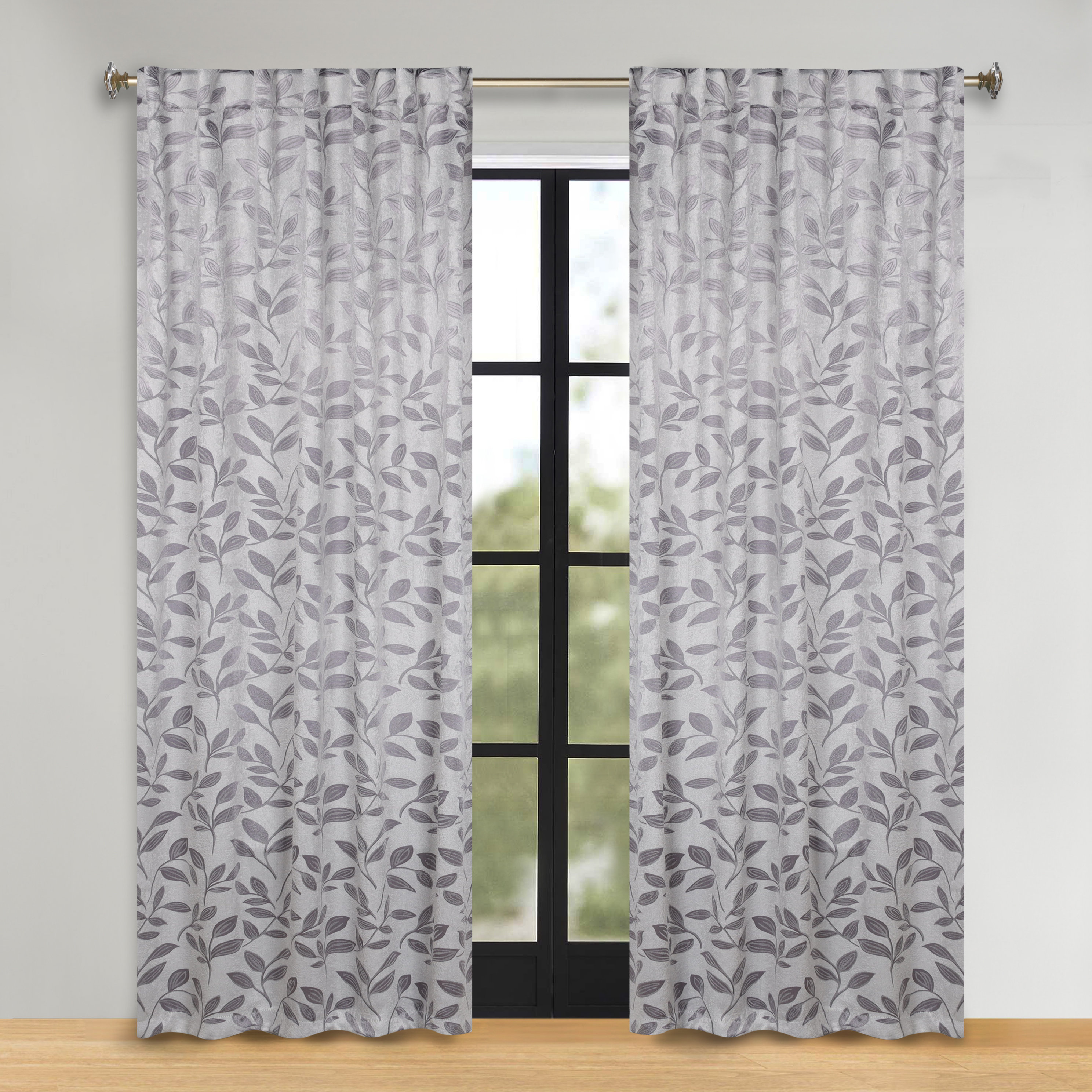 Superior Leaves Machine Washable Room Darkening Blackout Curtains With ...