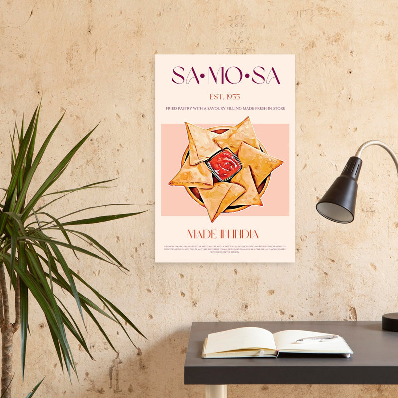 Art mural rétro traditionnel croustillant Samosas indien, H 24 po x l 16 po