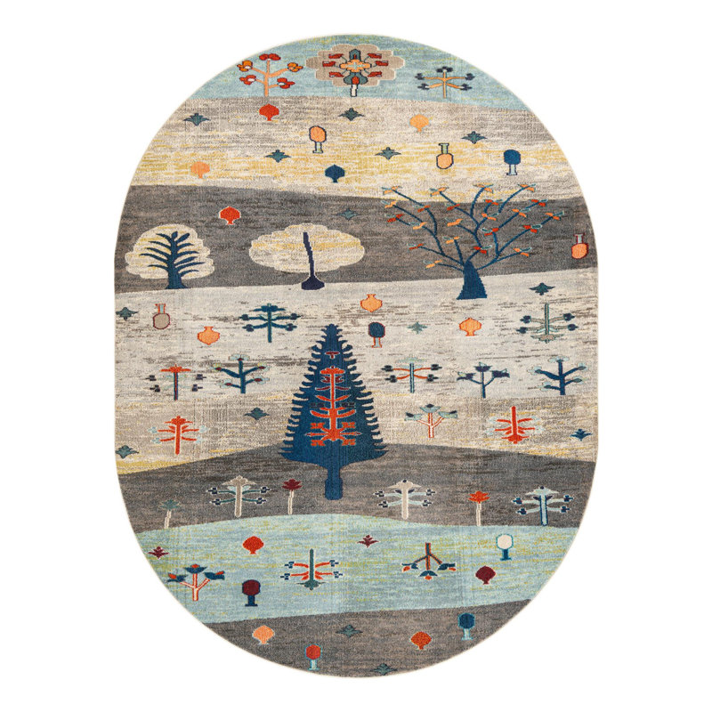 Washable Floral Indoor Rug, Oval 7'10" x 10'