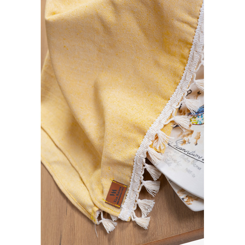 Cotton Tasseled 40 X 150 Cm Table Runner - Boundry Purple, Corn Yellow