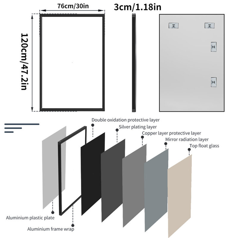 Consuela Metal Rectangle Mirror, 120 cm H x 76 cm W