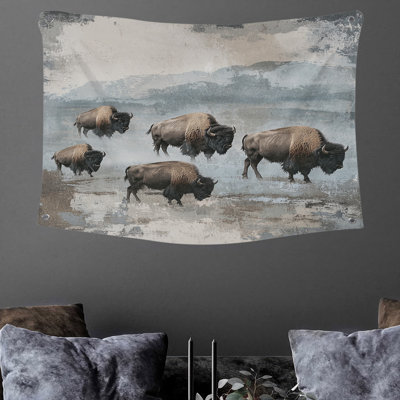 Tapisserie murale bison - Décoration murale animal
