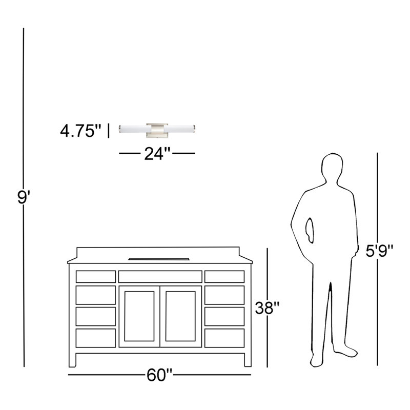 Arjit Dimmable LED Bath Bar, Satin Nickel