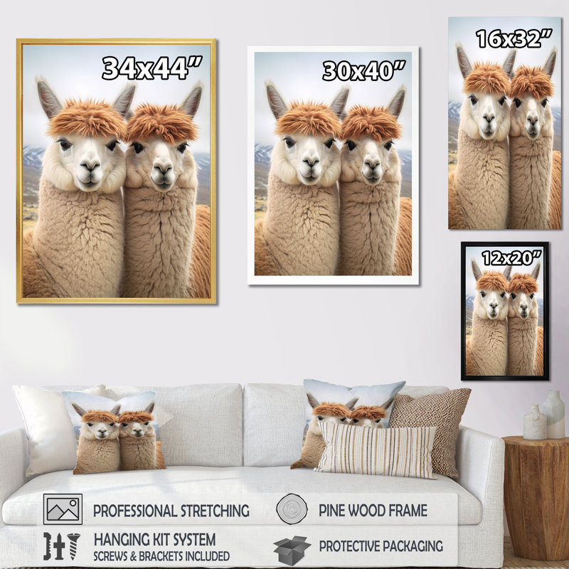 Alcapas Curious Companions Two, reproduction d'art sur toile encadrée, Cadre flottant doré, H 44 po x l 34 po x P 1,5 po