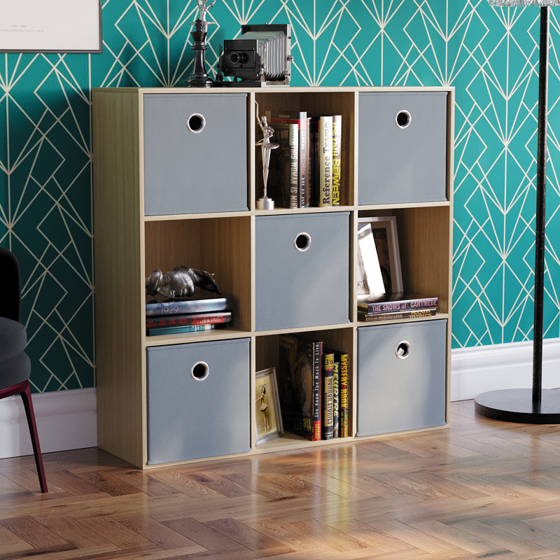 Herline 96.5cm H x 96.5cm W Cube Bookcase, Beige/White