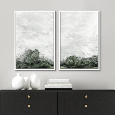Vert et gris grunge, reproduction sur toile 2 pièces