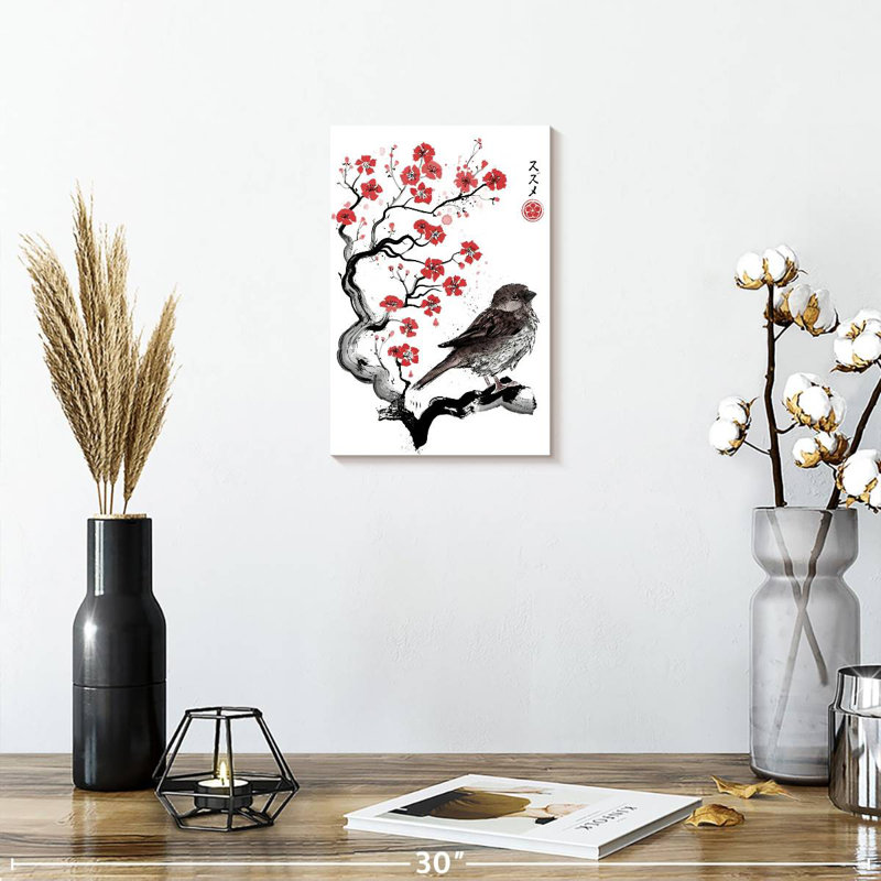 Brampt Little Sparrow Sumi-E, 30" H x 20" W