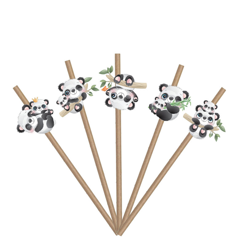 10 PCS Jungle Animals Panda Paper Straws