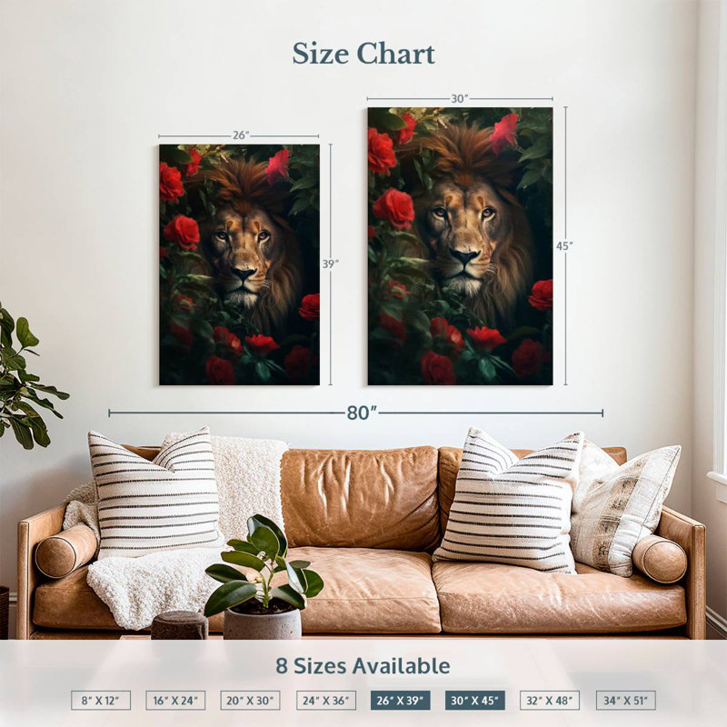 Brampt Lion Flowers, 39" H x 26" W