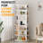 Wood Rotating Shoe Rack Tower 7 Tier Organizer, Vertical Spinning Shoe Display Lazy Susan, Revolving 360 White Shoe Rack Storage