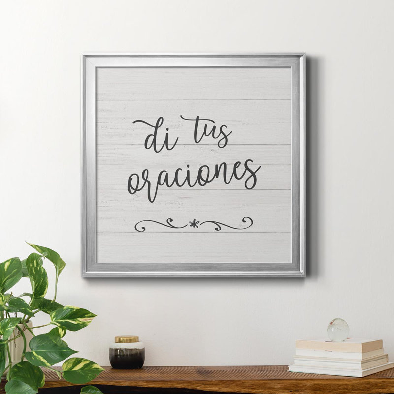 Oraciones - Art textuel sur toile, H 17,5 po x l 17,5 po x P 1,5 po, Argent