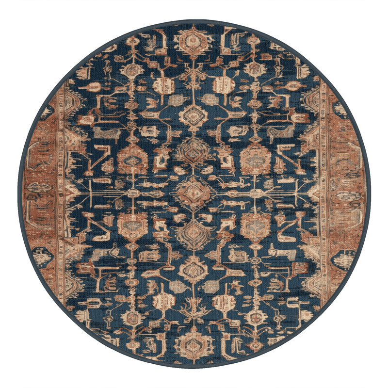 Tapis brun lavable à la machine, Rond 4 pi