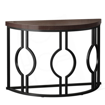 Half Moon Console Table For Entryway, Industrial Semi Circle Sofa Table